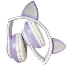 Беспроводные складные TWS bluetooth наушники с кошачьими ушками Cat STN-28 Фиолетовый + карта памяти на 64 Гб