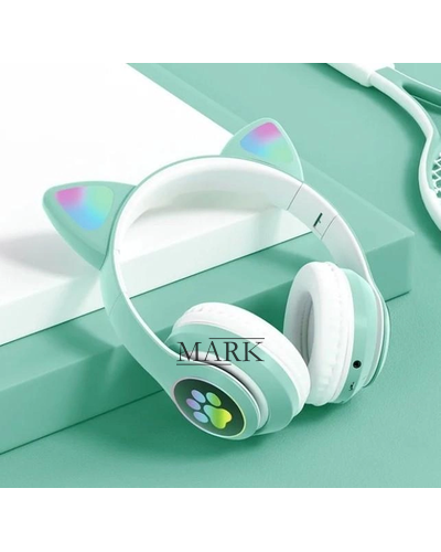 Беспроводные складные TWS bluetooth наушники с кошачьими ушками Cat STN-28 Бирюзовый + карта памяти на 64 Гб Беспроводные складные TWS bluetooth наушники с кошачьими ушками Cat STN-28 Бирюзовый + карта памяти на 64 Гб