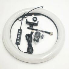 Кільцева кольорова селфі LED-лампа на штативі LED SOFT RING LIGHT RGBW 26 см зі штативом у комплекті 210 см