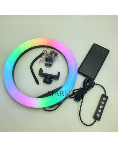 Кольцевая цветная селфи LED-лампа на штативе LED SOFT RING LIGHT RGBW 30 см со штативом в комплекте 210 см