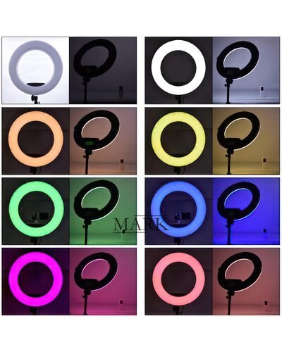 Кольцевая цветная селфи LED-лампа на штативе LED SOFT RING LIGHT RGBW 30 см со штативом в комплекте 210 см