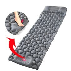 Туристичний надувний матрац, каремат із подушкою з вбудованим насосом, 228 × 68 см, Срібний (ЖЯ)