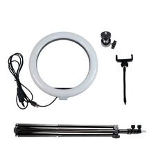 Кільцева кольорова LED селфі-лампа 30см з підсвічуванням для фотографів блогерів, тіктокерів, візажистів зі штативом у комплекті 210 см