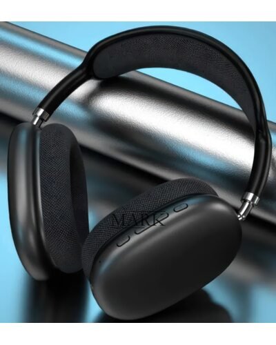 Беспроводные накладные TWS bluetooth наушники с микрофоном и поддержкой карты памяти AirMax P9 400 мА/год Черный металл (HA-34)