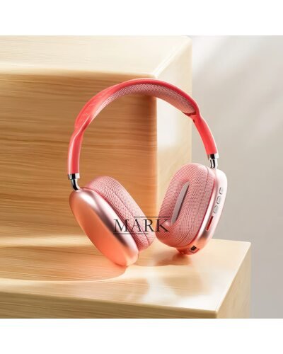 Беспроводные накладные TWS bluetooth наушники с микрофоном и поддержкой карты памяти AirMax P9 400 мА/год Розовый металл (HA-34)