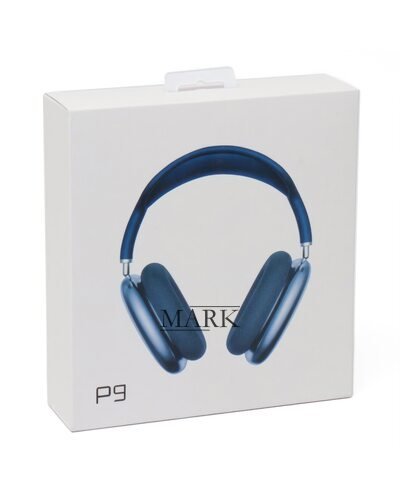 Беспроводные накладные TWS bluetooth наушники с микрофоном и поддержкой карты памяти AirMax P9 400 мА/год Синий металл (HA-34)