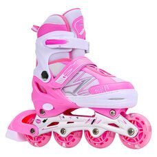 Дитячі ролики з регульованим розміром на 4 розміри колеса з підсвіткою 102 S 31-34 Рожевий (4381)