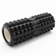 Масажний ролик для йоги, валик для масажу спини, шиї, ніг 33х13 см, Чорний (509)