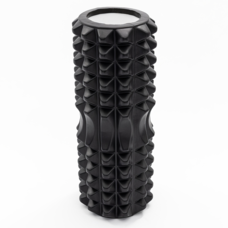 Масажний ролик для йоги, валик для масажу спини, шиї, ніг 33х13 см, Чорний (509)