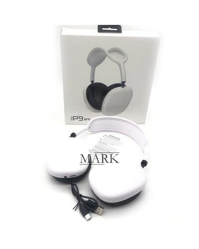 Беспроводные накладные TWS bluetooth наушники с микрофоном и поддержкой карты памяти AirMax P9 400 мА/год Белый глянец (HA-34)