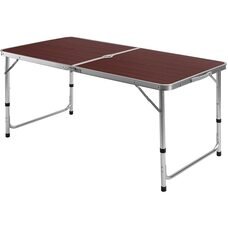 Туристичний розкладний стіл для пікніка з 2 стільцями і парасолькою 1,6 метра, складається у валізу Коричневий