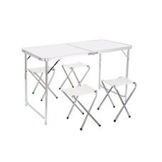 Туристичний розкладний стіл для пікніка з 2 стільцями і парасолькою 1,6 метра, складається у валізу Білий