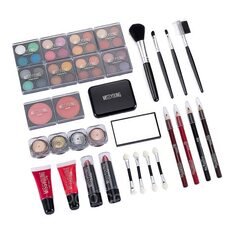 Стартовий набір косметики для макіяжу в складаній портативній валізці GM19423 Рожевий кейс (HA-281)