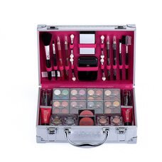 Стартовий набір косметики для макіяжу в складаній портативній валізці GM19423 Рожевий кейс (HA-281)