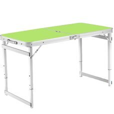 Туристичний розкладний посилений стіл для пікніка з 4 стільцями і парасолькою 1,6 метра, складається у валізу Зелений