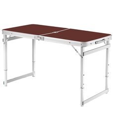 Туристичний розкладний посилений стіл 120х60 см для пікніка з 2 стільцями і парасолькою 1,6 метра, складається у валізу Коричневий