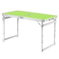 Туристичний розкладний посилений стіл 120х60 см для пікніка з 2 стільцями і парасолькою 1,6 метра, складається у валізу Зелений