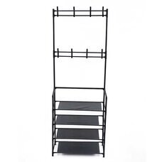 Металева вішалка для одягу з підставкою для взуття 2в1 New Simple Floor Clothese Rack на 4 полиці (HA-326)