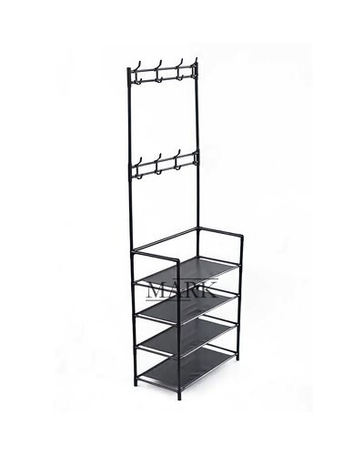 Металличческая вешалка для одежды с подставкой для обуви 2в1 New Simple Floor Clothese Rack на 4 полки (HA-326)