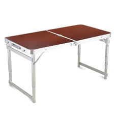 Туристичний розкладний посилений стіл для пікніка з парасолькою 1,6 метра, складається у валізу Коричневий