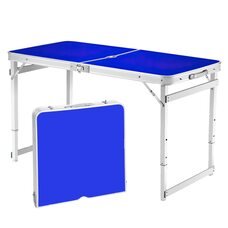 Туристичний розкладний посилений стіл для пікніка з парасолькою 1,6 метра, складається у валізу Синій