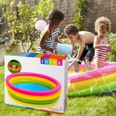 Дитячий надувний басейн з надувним дном від 3 років 147х33см Intex 57422 NP "Веселка" 335л (IGR24)