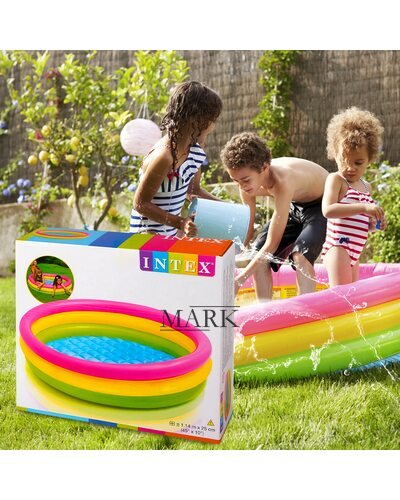 Детский надувной бассейн с надувным дном от 3 лет 147х33см Intex 57422 NP "Радуга" 335л (IGR24)