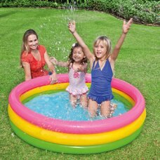 Дитячий надувний басейн з надувним дном від 3 років 147х33см Intex 57422 NP "Веселка" 335л (IGR24)