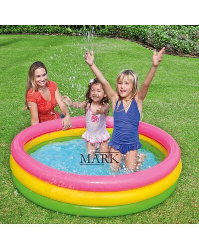 Детский надувной бассейн с надувным дном от 3 лет 147х33см Intex 57422 NP "Радуга" 335л (IGR24)