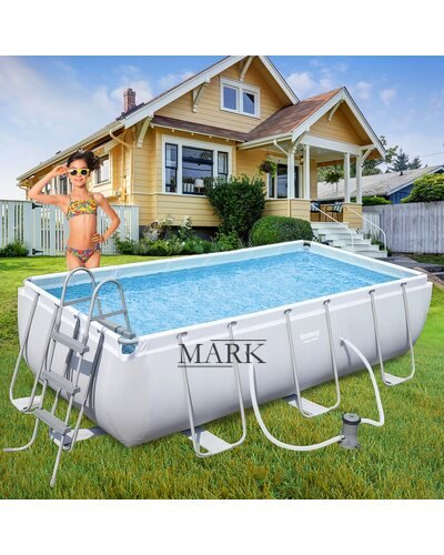 Каркасный семейный прямоугольный бассейн с насосом-фильтром и лестницей в комплекте BestWay 56671 11532л (IGR24)