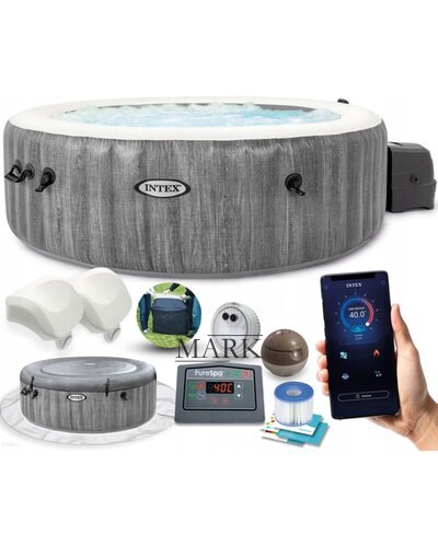 Надувной джакузи аэромассаж с картриджным фильтром и тентом СПА Intex 28442 1098 л Надувной джакузи аэромассаж с картриджным фильтром и тентом СПА Intex 28442 1098 л