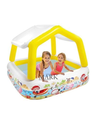 Детский надувной квадратный бассейн со съёмной крышей от 2-х лет Intex 57470 157х122см 282л Желтый (AT)