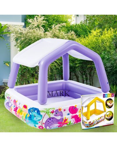 Детский надувной квадратный бассейн со съёмной крышей от 2-х лет Intex 57470 157х122см 282л Фиолетовый (AT)