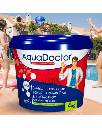 Быстродействующий хлор в таблетках для дезинфекции бассейна AquaDoctor C-60Т 4кг