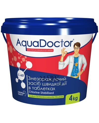 Быстродействующий хлор в таблетках для дезинфекции бассейна AquaDoctor C-60Т 4кг