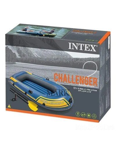 Двухместная Надувная лодка Intex Challenger 2 Set 68367 комплект, весла, насос (М+)