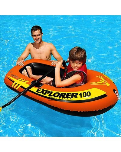 Полутораместная надувная лодка Intex 58330 Explorer 200, 185 х 94 см. 2-х камерная (М+)