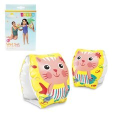 Надувные детские нарукавники для плавания 2шт Intex 56665"Котики" (I24)