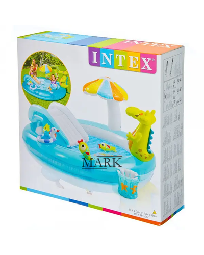 Детский надувной бассейн-игровой центр 201*170*84 см  Intex 57165 "Алигатор"160л
