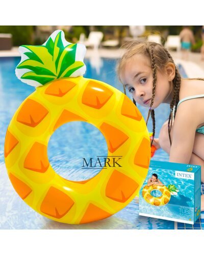 Пляжный надувной круг для моря и бассейна Intex 56266 "Ананас" 117x86 см