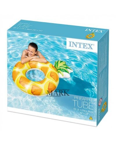 Пляжный надувной круг для моря и бассейна Intex 56266 "Ананас" 117x86 см