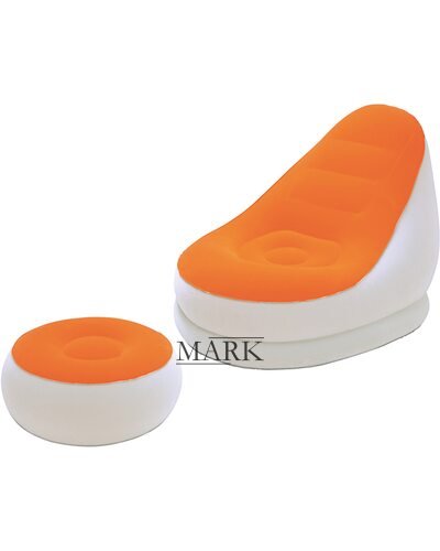 Надувное кресло с подставкой под ноги-пуфиком Bestway Comfort Cruiser Lounger Серо-оранжевый
