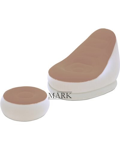 Надувное кресло с подставкой под ноги-пуфиком Bestway Comfort Cruiser Lounger Серо-бежевый