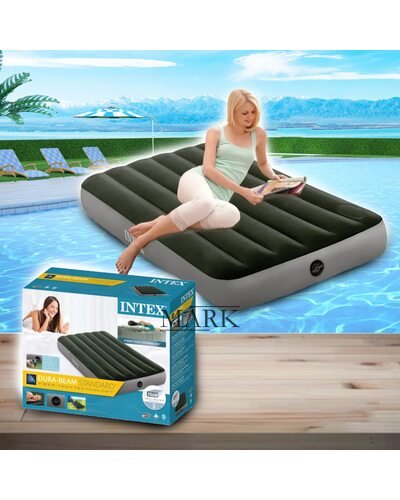 Односпальный велюровый надувной матрас Intex 64777 99 x 191 x 25 см (АТ)
